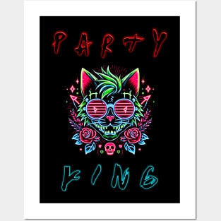 Party King - Neon Cat V2 Posters and Art